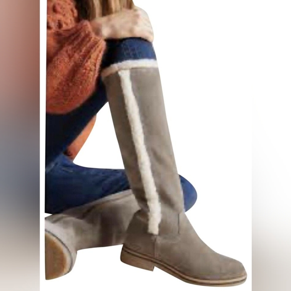 Anthropologie Liendo by Seychelles Gray Suede Tall Boots Size 9 - Picture 2 of 12